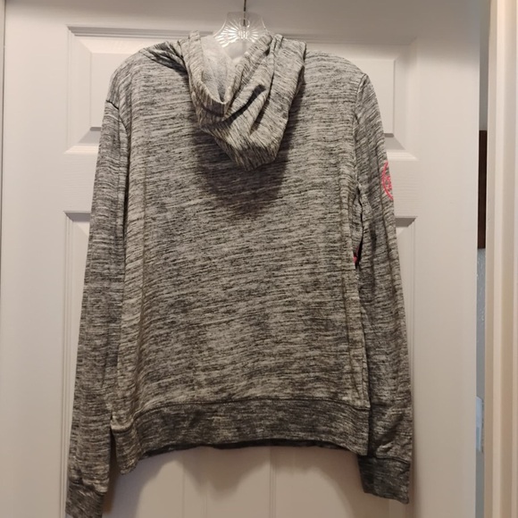 PINK Victoria's Secret Gray Pink Zip Up Hoodie Classic Vibrant Boho Size L - Picture 6 of 8